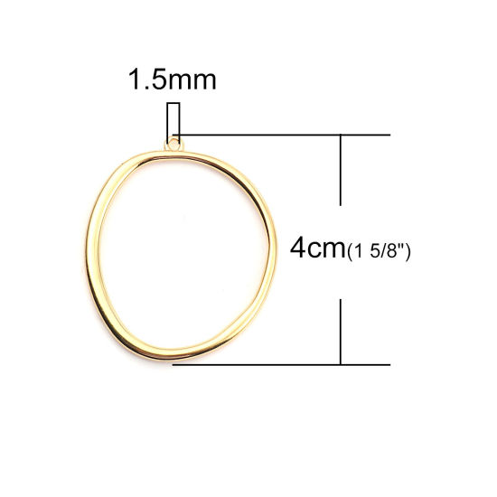 Image de Pendentifs en Alliage de Zinc Irrégulier Anneau Doré 40mm x 34mm, 10 Pcs