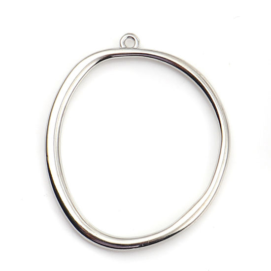 Image de Pendentifs en Alliage de Zinc Irrégulier Anneau Argent Mat 40mm x 34mm, 10 Pcs