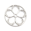 Picture of 10 PCs Zinc Based Alloy Pendants Silver Tone Round Flower Hollow 3.7cm Dia.