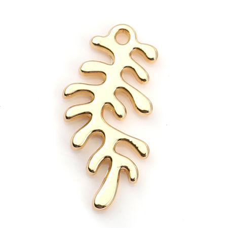 Zinc Based Alloy Charms Leaf Gold Plated 22mm( 7/8") x 11mm( 3/8"), 20 PCs