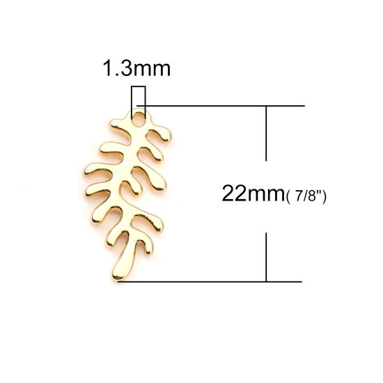 Image de Breloques en Alliage de Zinc Feuille Doré 22mm x 11mm, 20 Pcs