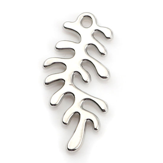 Bild von Zinklegierung Charms Blätter Silberfarbe 22mm x 11mm, 20 Stück