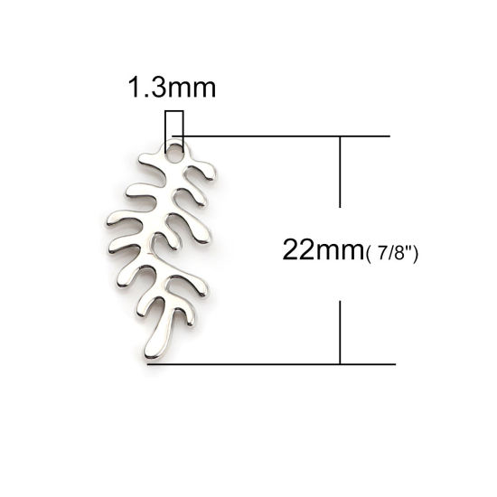 Bild von Zinklegierung Charms Blätter Silberfarbe 22mm x 11mm, 20 Stück