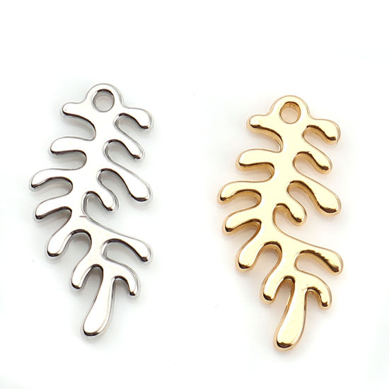 Bild von Zinklegierung Charms Blätter Silberfarbe 22mm x 11mm, 20 Stück