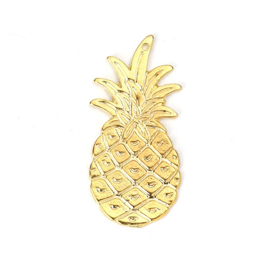 Image de Pendentifs en Alliage de Zinc Ananas Doré 42mm x 20mm, 10 Pcs