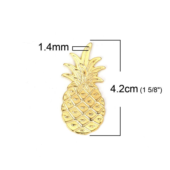 Image de Pendentifs en Alliage de Zinc Ananas Doré 42mm x 20mm, 10 Pcs