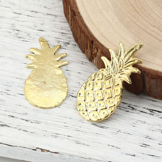 Image de Pendentifs en Alliage de Zinc Ananas Doré 42mm x 20mm, 10 Pcs