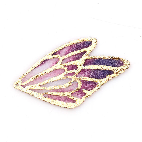 Picture of Fabric Pendants Butterfly Wing Purple 30mm(1 1/8") x 18mm( 6/8"), 5 PCs