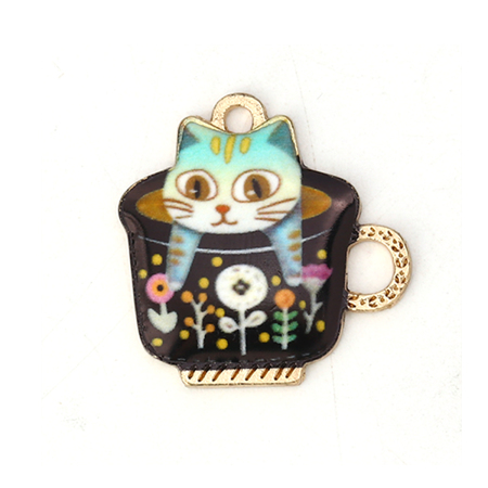 Zinc Based Alloy Charms Cup Message Enamel 