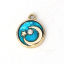 Picture of Zinc Based Alloy Charms Half Moon Gold Plated Deep Blue Star Clear Rhinestone Enamel 12mm( 4/8") x 10mm( 3/8"), 10 PCs