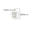 Bild von Zinklegierung Charms Rund Silberfarbe Message " Made With Love " 22mm x 18mm, 30 Stück
