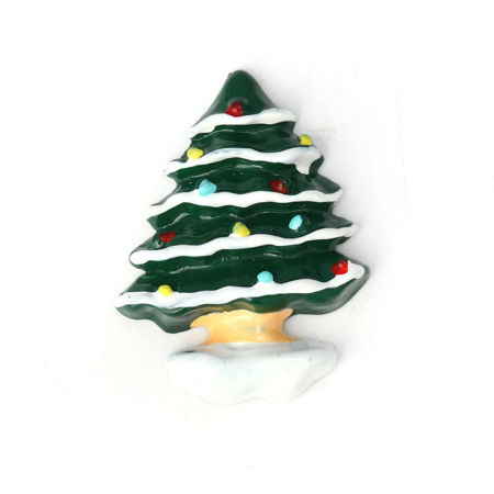 Picture of Resin Embellishments Christmas Tree Green 35mm(1 3/8") x 28mm(1 1/8"), 10 PCs