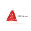 Picture of Resin Embellishments Christmas Hats White & Red Glitter 28mm(1 1/8") x 22mm( 7/8"), 10 PCs
