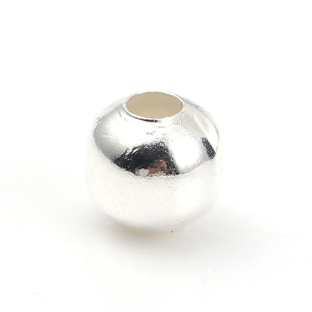 Iron Based Alloy Spacer Beads Round Silver Plated About 10mm Dia, Hole: Approx 4mm, 100 PCs