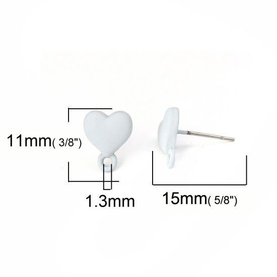 Imagen de Zamak Pendientes Corazón Gris Pintura 11mm x 9mm, Post/ Wire: (21 gauge), 10 Unidades