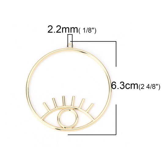 Image de Pendentifs en Alliage de Zinc Annulaire Yeux Doré 63mm x 60mm, 5 Pcs