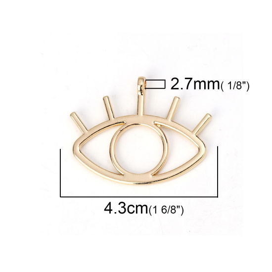 Immagine di Lega di Zinco Ciondoli Occhi Oro Placcato 43mm x 33mm , 5 Pz