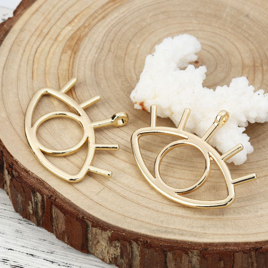 Immagine di Lega di Zinco Ciondoli Occhi Oro Placcato 43mm x 33mm , 5 Pz