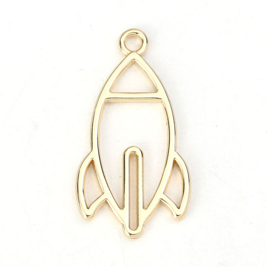 Picture of Zinc Based Alloy Galaxy Pendants Rocket Gold Plated 30mm(1 1/8") x 16mm( 5/8"), 10 PCs