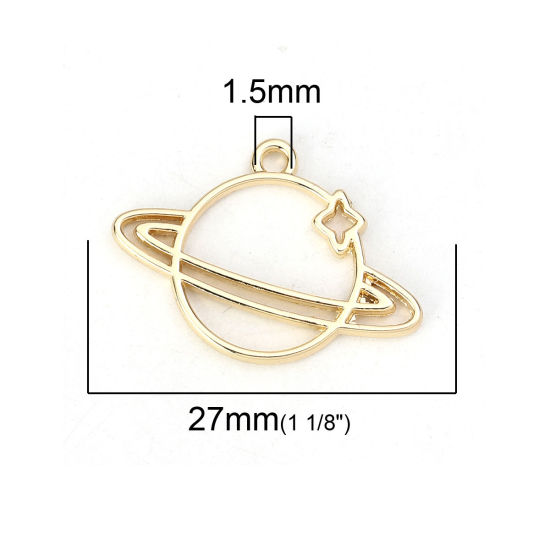 亜鉛合金 宇宙銀河シリーズ チャーム 惑星 金メッキ 27mmx 19mm、 10 個 の画像