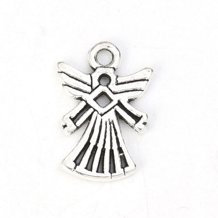 Zinc Based Alloy Charms Angel Antique Silver Color 18mm( 6/8") x 13mm( 4/8"), 50 PCs