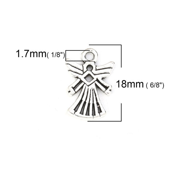 Image de Breloques en Alliage de Zinc Ange Argent Vieilli 18mm x 13mm, 50 Pcs