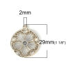 Picture of Zinc Based Alloy Thread Wrapped Charms Plum Blossom KC Gold Plated Gray 29mm x 25mm, 5 PCs