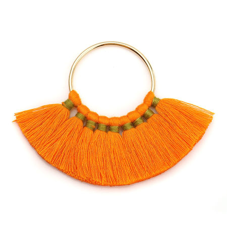 Aleación & Algodón Panícula Colgantes Anillo Chapado en Oro Naranja 80mm x 57mm, 2 Unidades