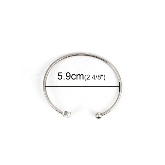 Immagine di 304 Acciaio Inossidabile Aprire Braccialetti Tono Argento Ragazza 16.5cm Lunghezza, 1 Pz