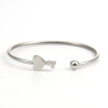 Bild von 304 Edelstahl Offen Manschette Armreife Armband Silberfarbe Schlüssel Herz 17.5cm lang, 1 Stück