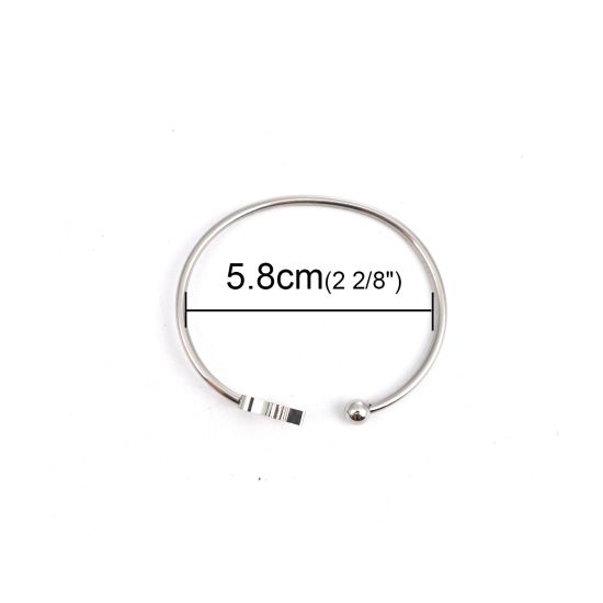 304ステンレス鋼 カフ バングル ブレスレット シルバートーン キー ハート 17.5cm 長さ、 1 個 の画像