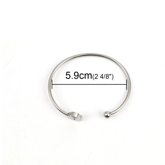 Immagine di 304 Acciaio Inossidabile Aprire Braccialetti Tono Argento Cuore Serratura 17cm Lunghezza, 1 Pz
