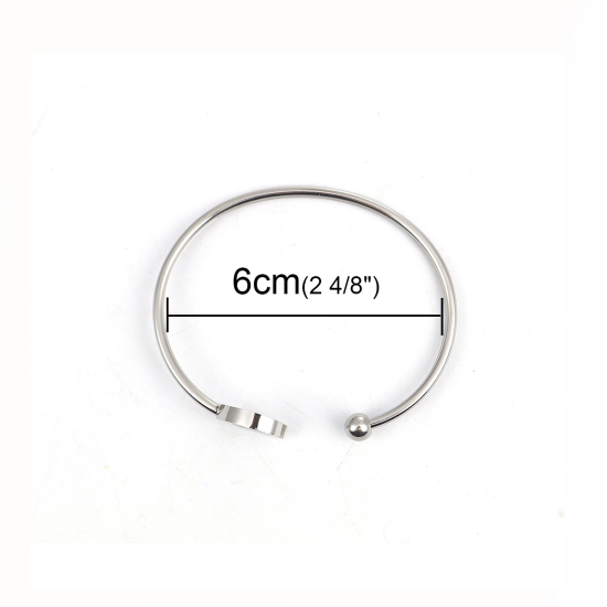 Immagine di 304 Acciaio Inossidabile Aprire Braccialetti Tono Argento Luna Stella 17.7cm Lunghezza, 1 Pz