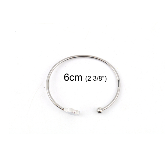 Immagine di 304 Acciaio Inossidabile Aprire Braccialetti Tono Argento Croce 17.5cm Lunghezza, 1 Pz