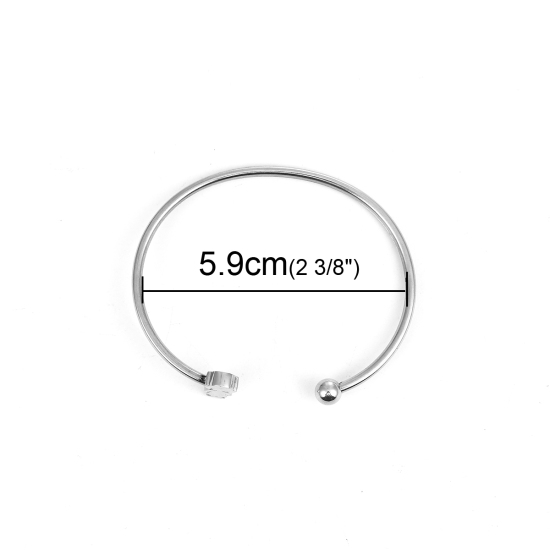 Imagen de 304 Acero Inoxidable Abierta Cuff Brazaletes Pulseras Tono de Plata Muchacha 16.9cm longitud, 1 Unidad