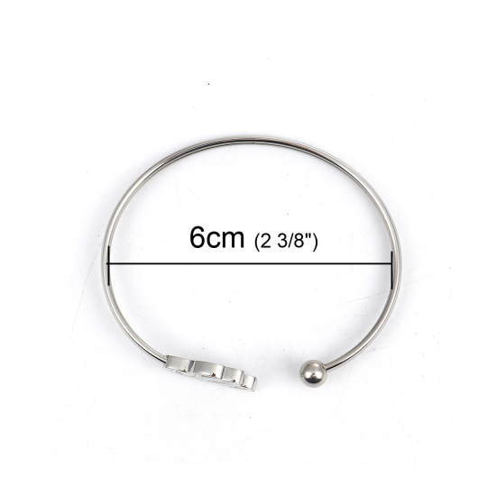 304ステンレス鋼 カフ バングル ブレスレット シルバートーン 不規則 18cm 長さ、 1 個 の画像