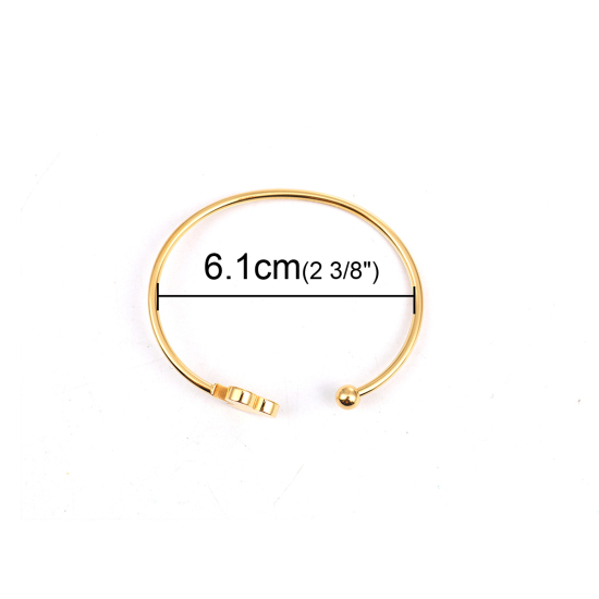 304ステンレス鋼 カフ バングル ブレスレット 金メッキ 梅 17.7cm 長さ、 1 個 の画像