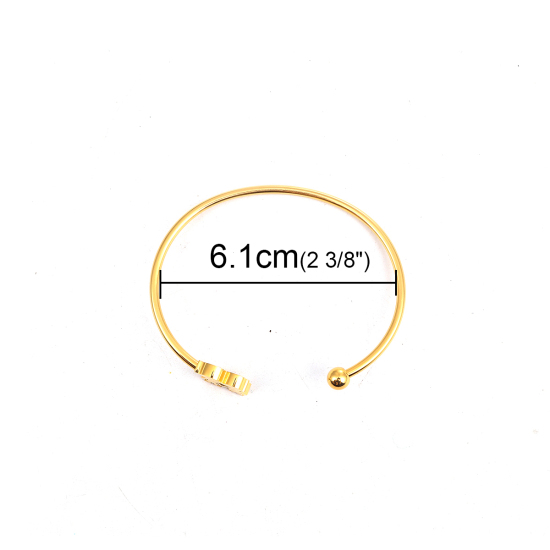 Imagen de 304 Acero Inoxidable Abierta Cuff Brazaletes Pulseras Chapado en Oro Muchacha 17.3cm longitud, 1 Unidad