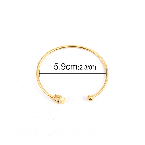 Imagen de 304 Acero Inoxidable Abierta Cuff Brazaletes Pulseras Chapado en Oro Dólar 16.9cm longitud, 1 Unidad
