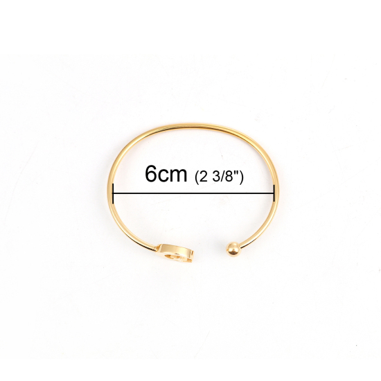 Изображение 304 Нержавеющая Сталь Полуоткрытый Браслет Позолоченный Луна половина Звезда 17.7см Длина, 1 ШТ