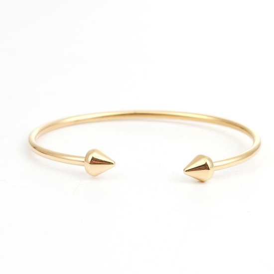 Picture of 304 Stainless Steel Open Cuff Bangles Bracelets Gold Plated Cone 17cm(6 6/8") long, 1 Piece
