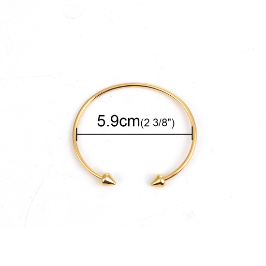 Picture of 304 Stainless Steel Open Cuff Bangles Bracelets Gold Plated Cone 17cm(6 6/8") long, 1 Piece