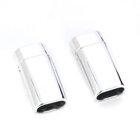 Picture of Zinc Based Alloy Magnetic Clasps Rectangle Light Golden (Fits 10mm x4.5mm Cord) 25mm x 13mm, 5 Sets