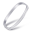 Picture of 316L Stainless Steel Bangles Bracelets Silver Tone Rectangle Clear Rhinestone Can Open 6.9cm(2 6/8") x 5.9cm(2 3/8"), 1 Piece