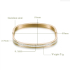 Picture of 316L Stainless Steel Bangles Bracelets Gold Plated Rectangle Clear Rhinestone Can Open 6.9cm(2 6/8") x 5.9cm(2 3/8"), 1 Piece