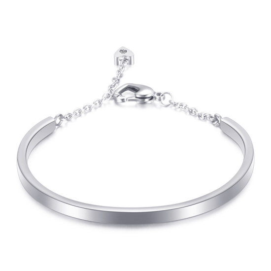 Immagine di 316L Acciaio inossidabile Braccialetto Tono Argento 6cm Dia, 1 Pz