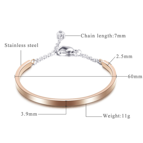 Immagine di 316L Acciaio inossidabile Braccialetto Oro Rosa 6cm Dia, 1 Pz