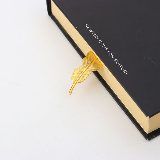 Picture of Iron Based Alloy Bookmark Feather Gold Plated 11.5cm(4 4/8") x 2.3cm( 7/8"), 2 PCs
