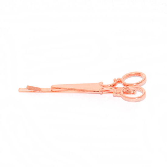 Picture of Hair Clips Scissor Rose Gold 6cm long, 3 PCs