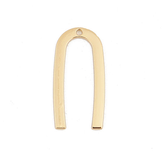 Picture of Zinc Based Alloy Charms U-shaped Gold Plated 27mm(1 1/8") x 13mm( 4/8"), 10 PCs